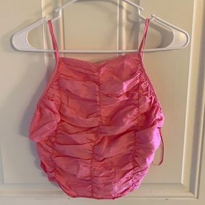 Blush pink ruffled crop top